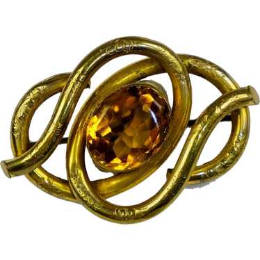 Large English Victorian Cairngorm Love Knot Brooch