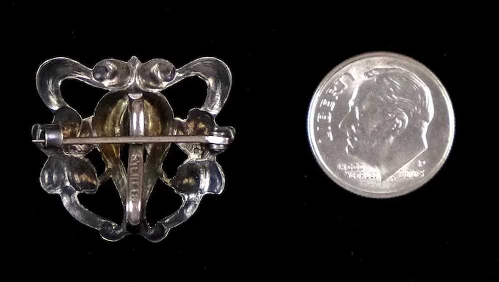 Romantic Art Nouveau Sterling Silver Watch Pin - image 3