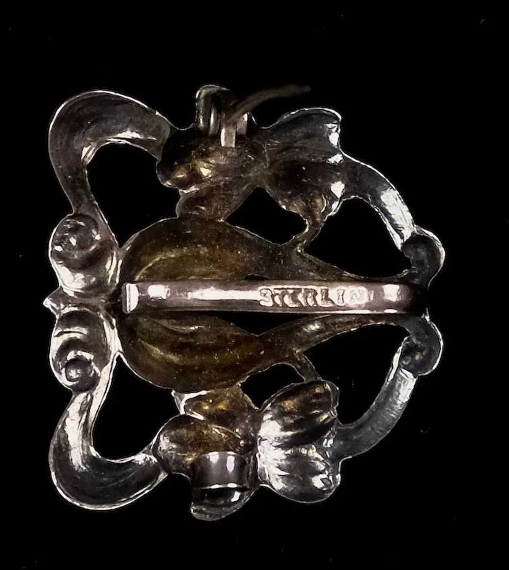 Romantic Art Nouveau Sterling Silver Watch Pin - image 4