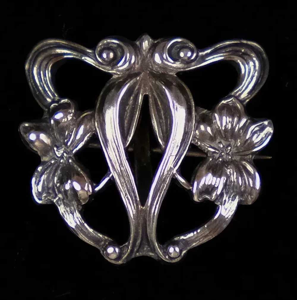 Romantic Art Nouveau Sterling Silver Watch Pin - image 5