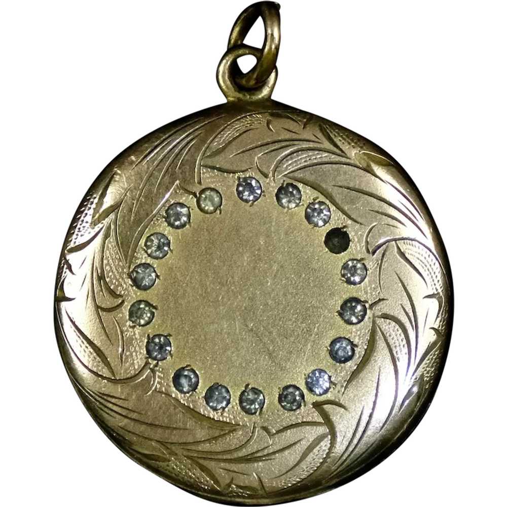 Art Nouveau Gold Filled Locket Paste Jewels - image 1