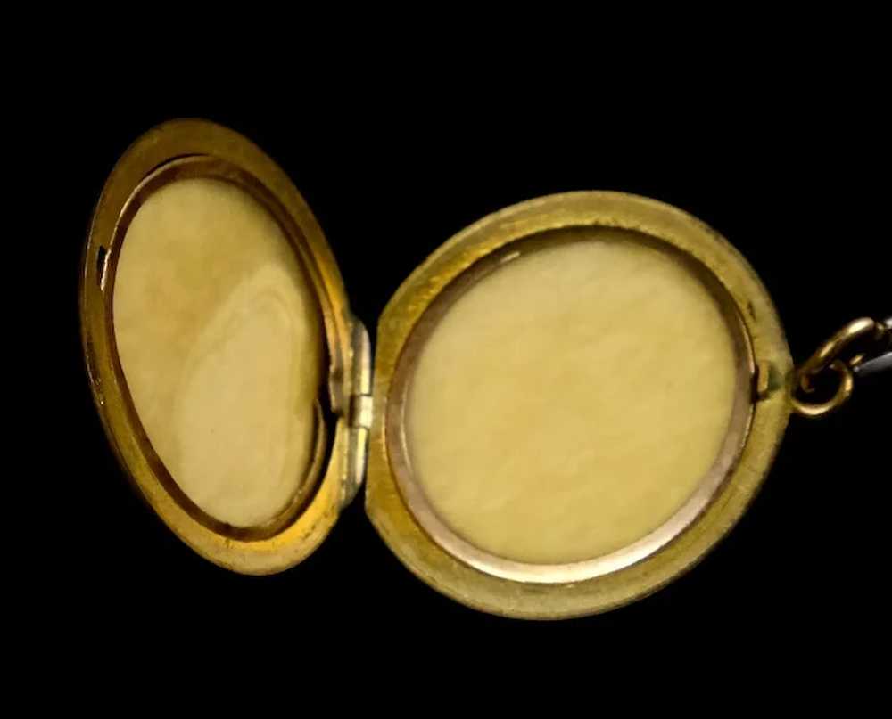 Art Nouveau Gold Filled Locket Paste Jewels - image 2