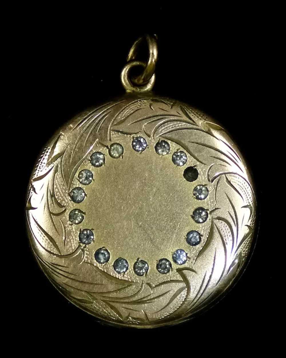 Art Nouveau Gold Filled Locket Paste Jewels - image 5
