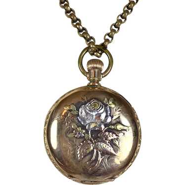 Large Victorian 3-Color 10K Gold Locket Pendant