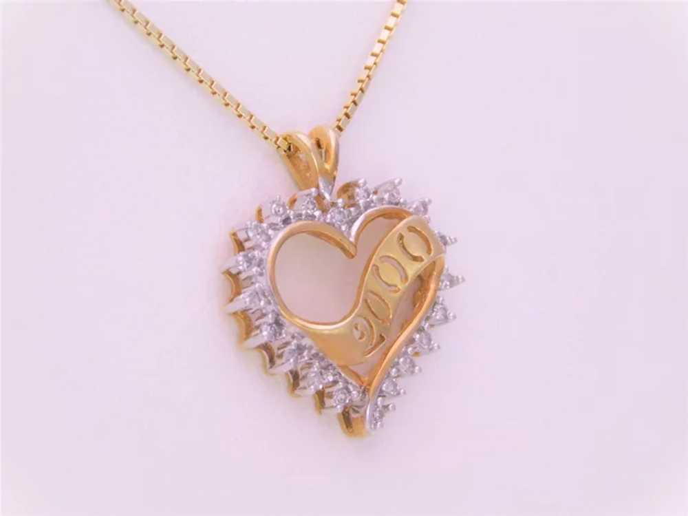 Vintage 10k Gold Natural Round Diamond Y2K Heart … - image 2