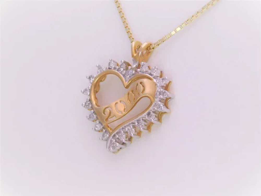 Vintage 10k Gold Natural Round Diamond Y2K Heart … - image 3