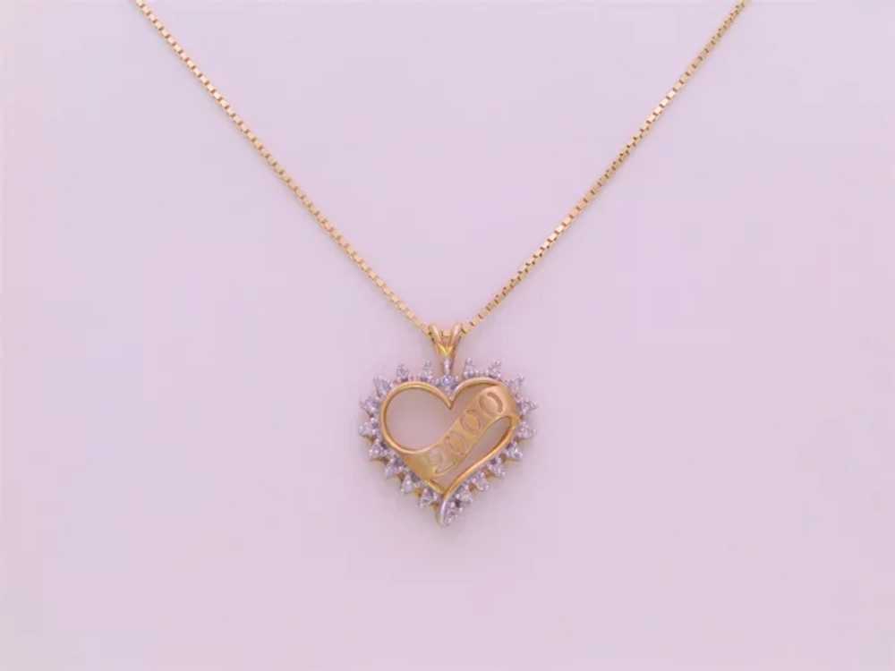 Vintage 10k Gold Natural Round Diamond Y2K Heart … - image 4