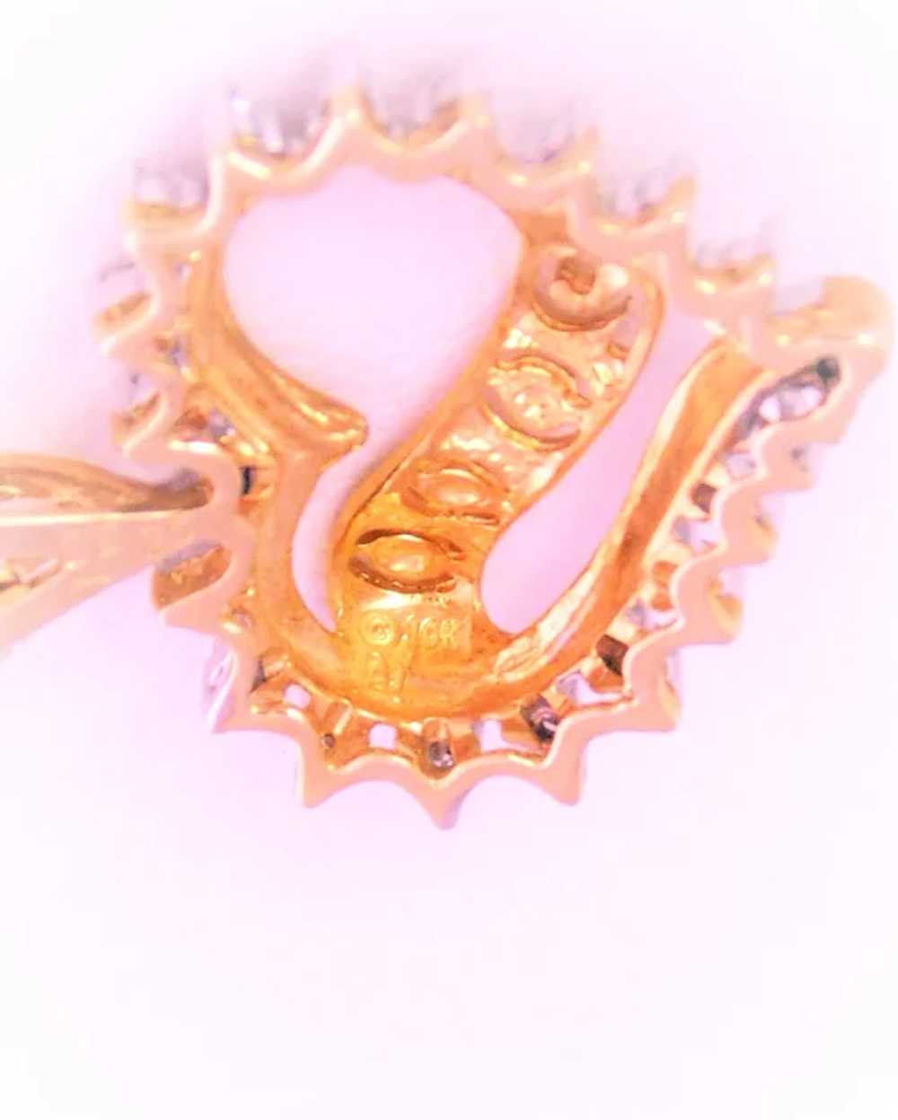 Vintage 10k Gold Natural Round Diamond Y2K Heart … - image 5