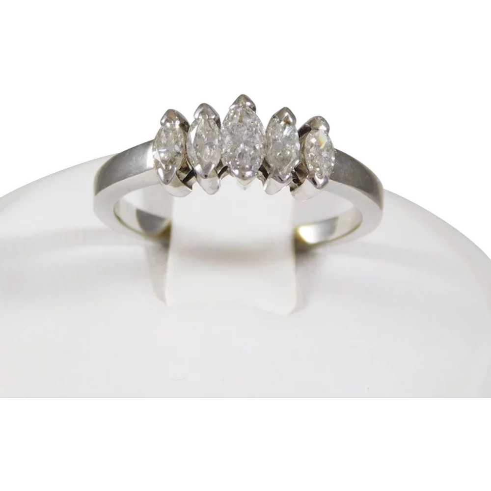 Wedding Band with 5 Marquise Diamonds - image 1