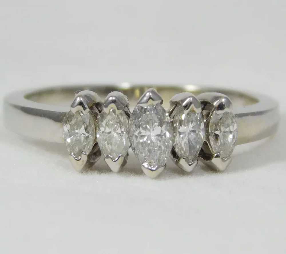 Wedding Band with 5 Marquise Diamonds - image 2