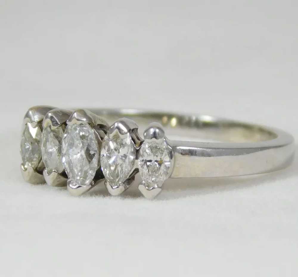 Wedding Band with 5 Marquise Diamonds - image 3