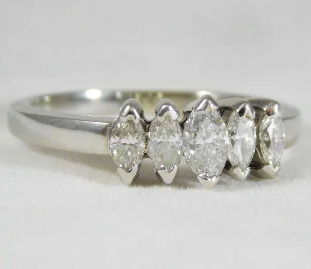 Wedding Band with 5 Marquise Diamonds - image 4