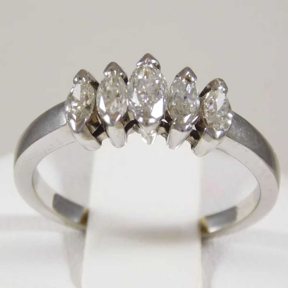 Wedding Band with 5 Marquise Diamonds - image 5