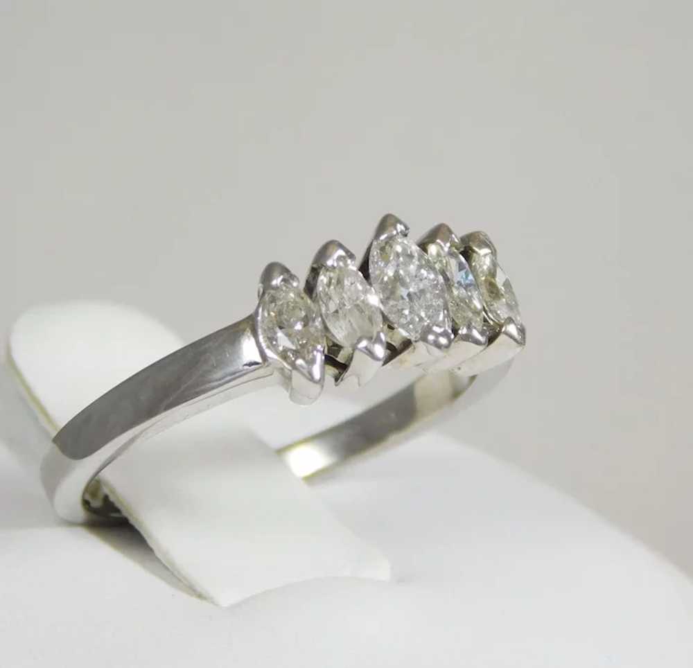 Wedding Band with 5 Marquise Diamonds - image 8