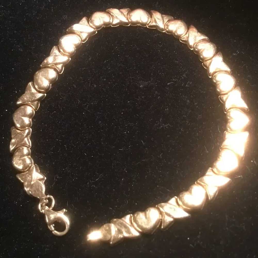 10K Yellow Gold Hugs and Hearts Link Bracelet for… - image 3