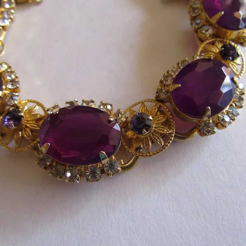 Juliana Purple Crystal & Flower Bracelet - image 2