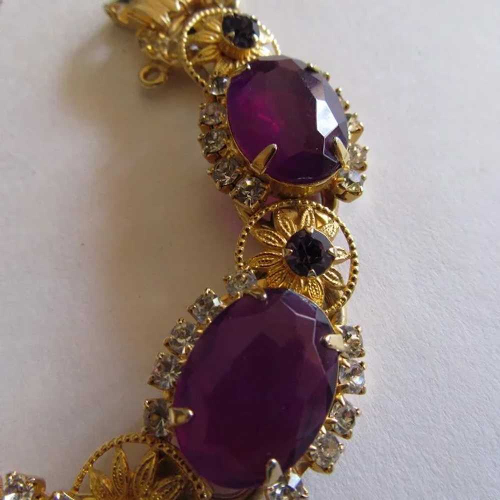 Juliana Purple Crystal & Flower Bracelet - image 3