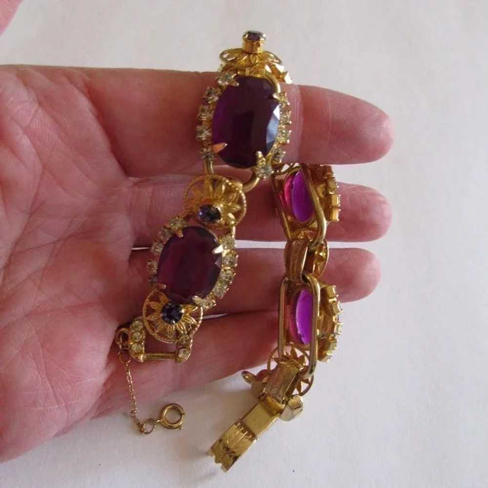 Juliana Purple Crystal & Flower Bracelet - image 5