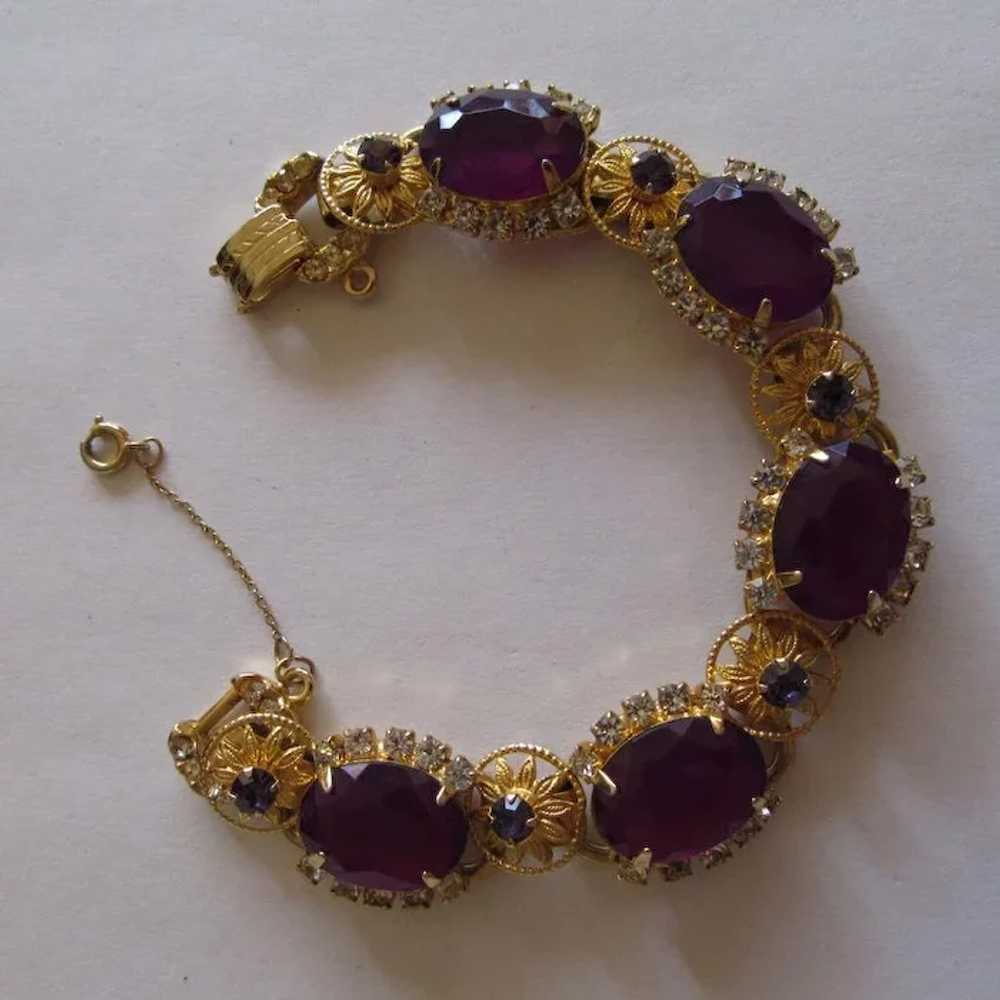 Juliana Purple Crystal & Flower Bracelet - image 6