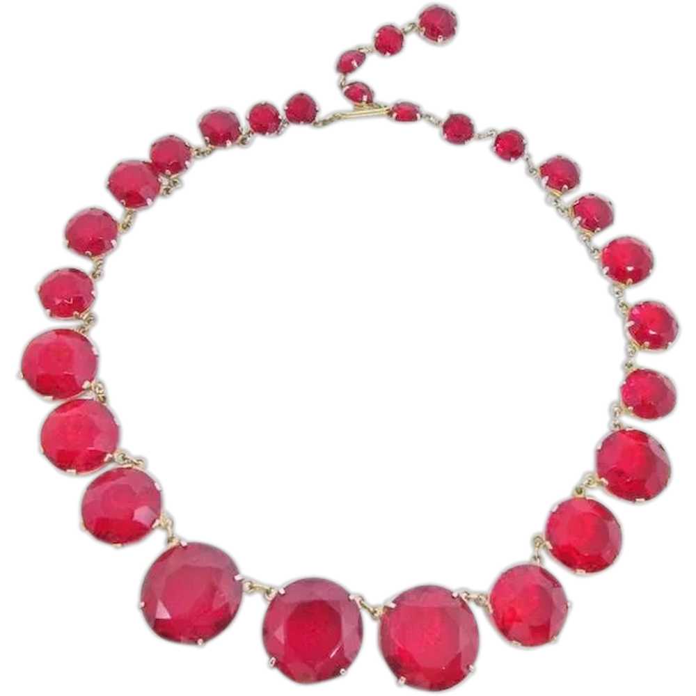 Striking Ruby Red Glass Crystal Necklace - image 1