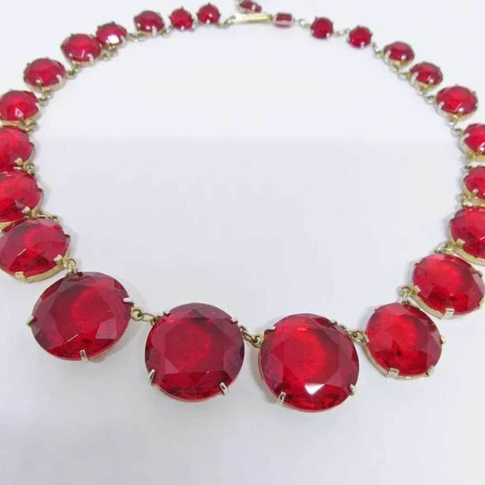 Striking Ruby Red Glass Crystal Necklace - image 2