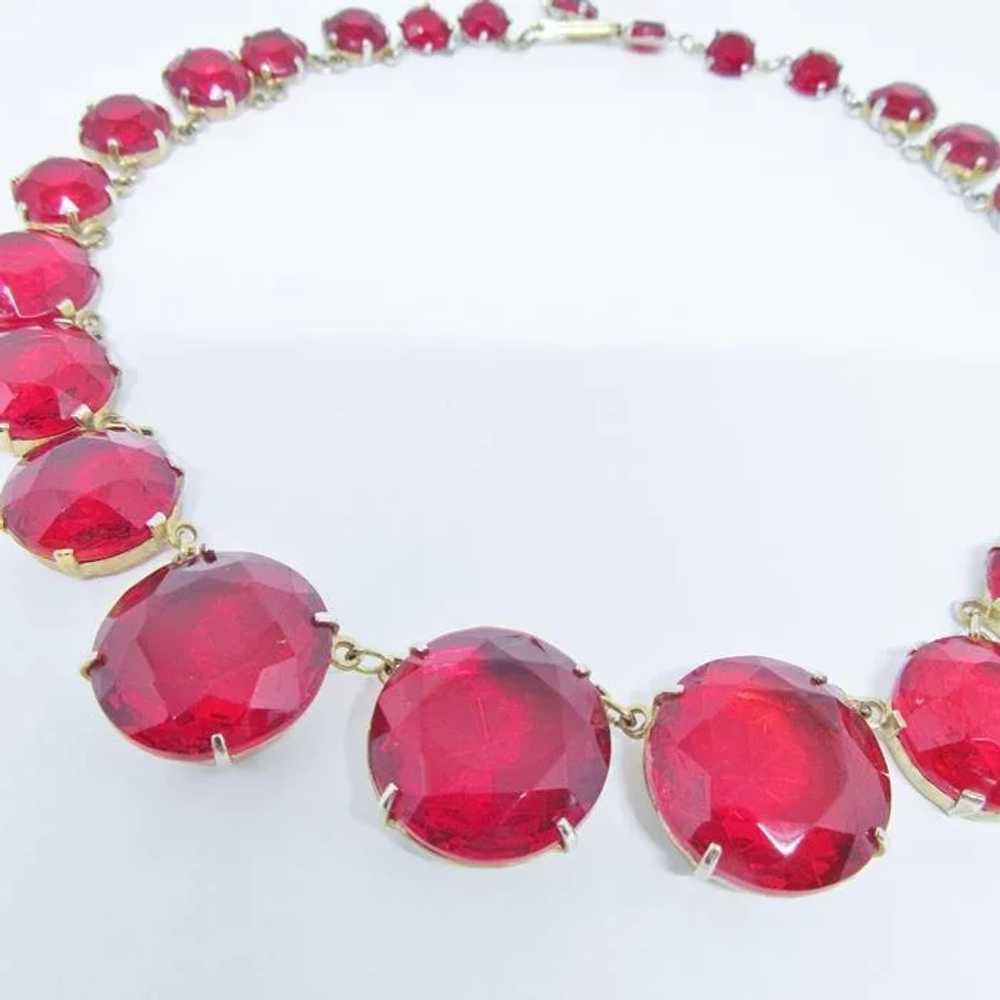 Striking Ruby Red Glass Crystal Necklace - image 3