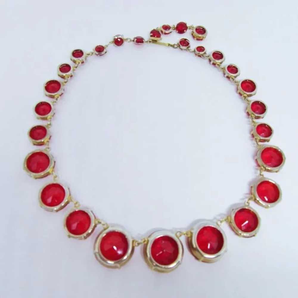 Striking Ruby Red Glass Crystal Necklace - image 4