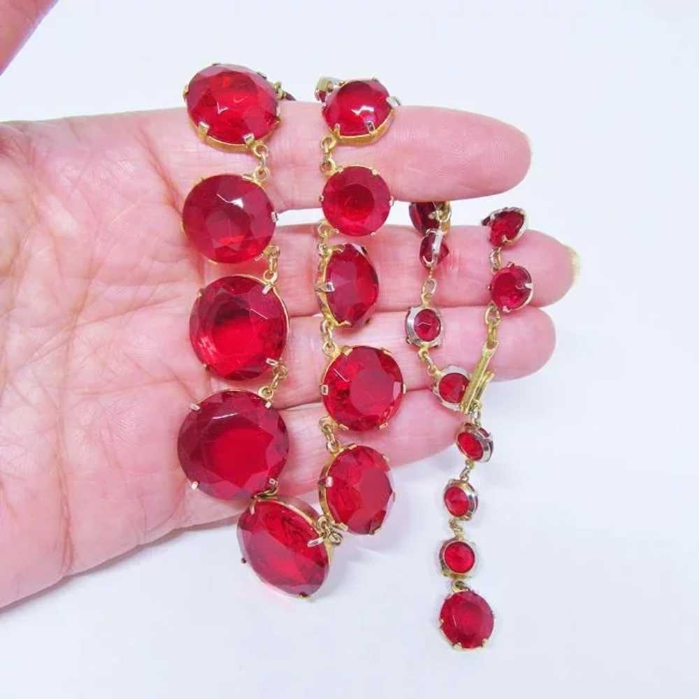 Striking Ruby Red Glass Crystal Necklace - image 5