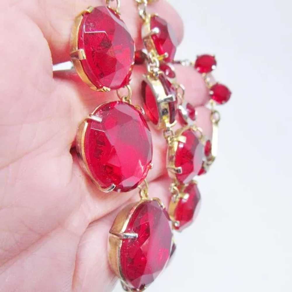Striking Ruby Red Glass Crystal Necklace - image 6