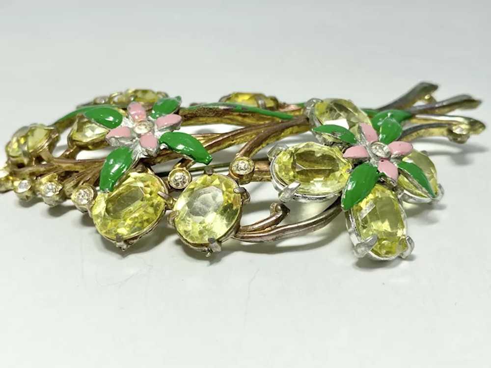 1940s Rhinestone Free Form on sale Brooch | 40s Vintage Clear and Green Pin