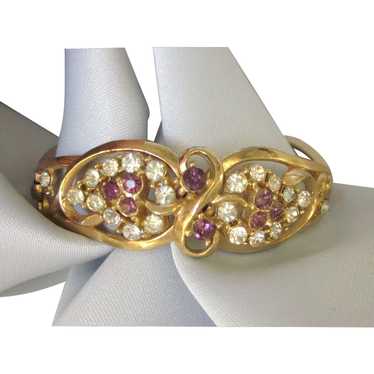 Gorgeous Mid-20th Century Goldtone Bracelet With … - image 1