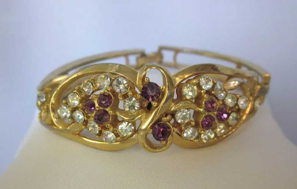 Gorgeous Mid-20th Century Goldtone Bracelet With … - image 2