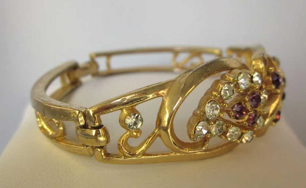 Gorgeous Mid-20th Century Goldtone Bracelet With … - image 3