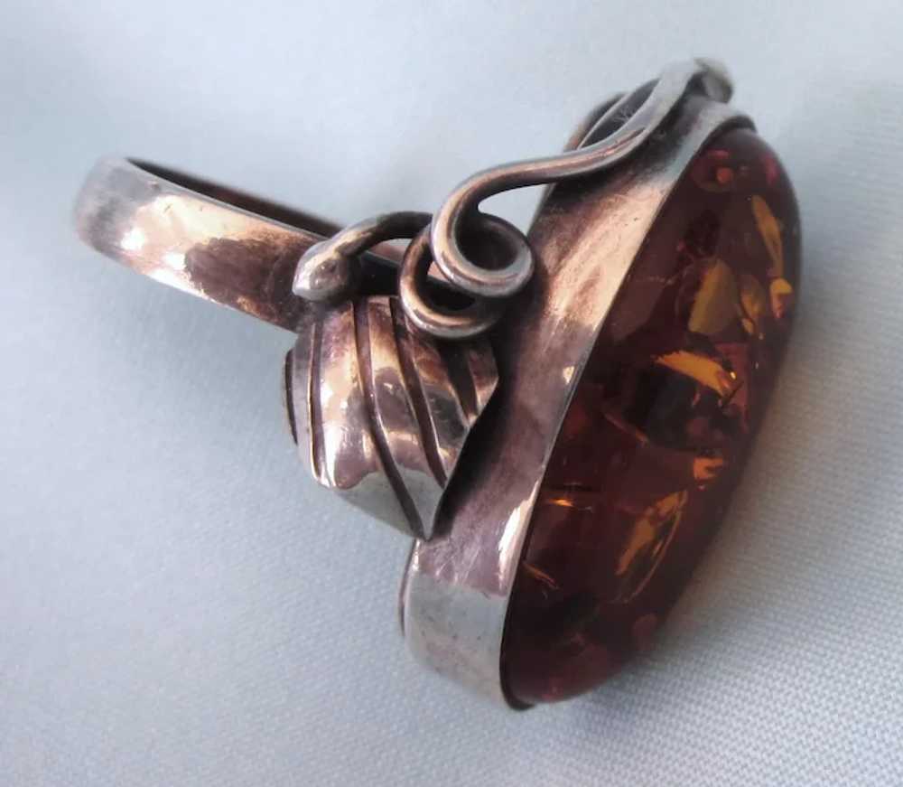Vintage Sterling Amber Bold Ring, Size 6-1/2 - image 7