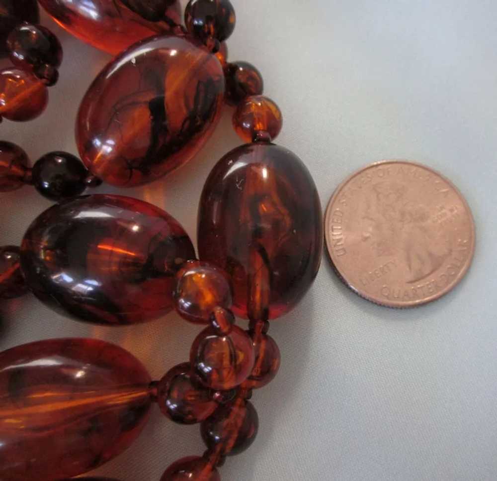 Runway Vintage 48" Amber Lucite Bead Rope Necklac… - image 3