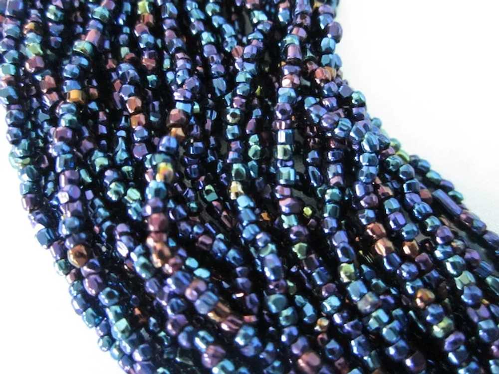 Fabulous Vintage 36" Strand Cobalt Irridescent Gl… - image 5