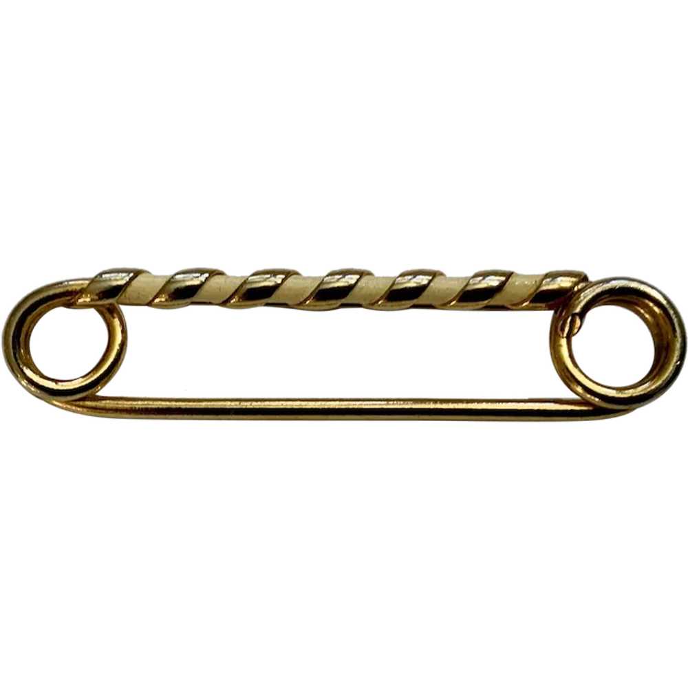 Large Gold-Tone Looped Wire Brooch Pin - image 1
