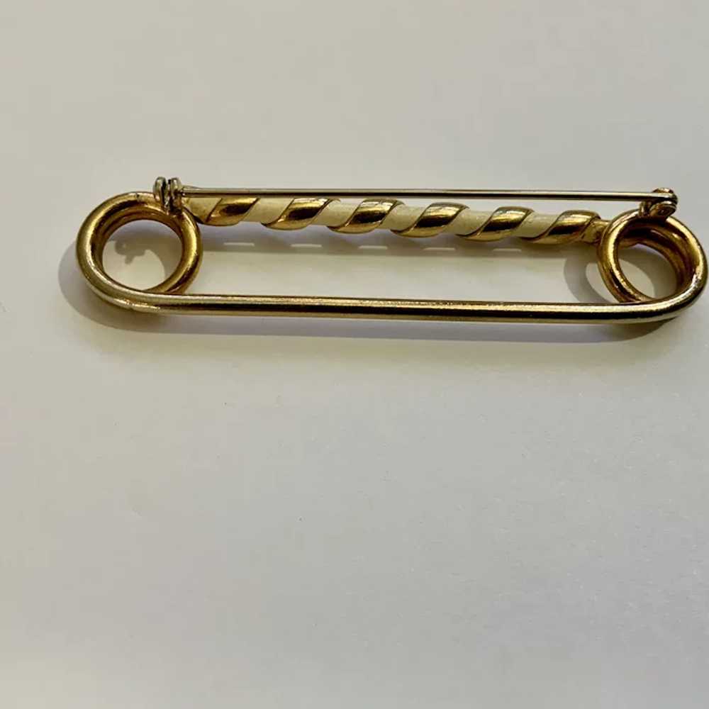 Large Gold-Tone Looped Wire Brooch Pin - image 2