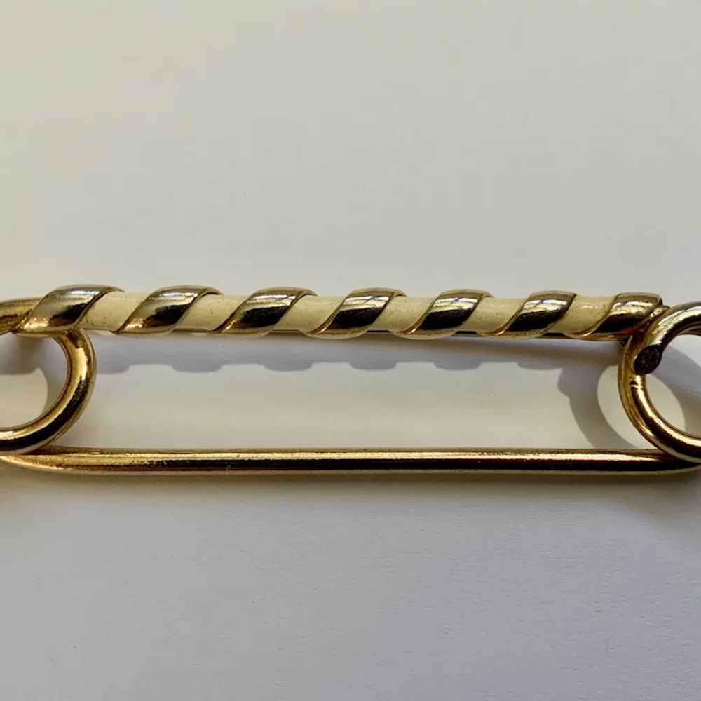 Large Gold-Tone Looped Wire Brooch Pin - image 3