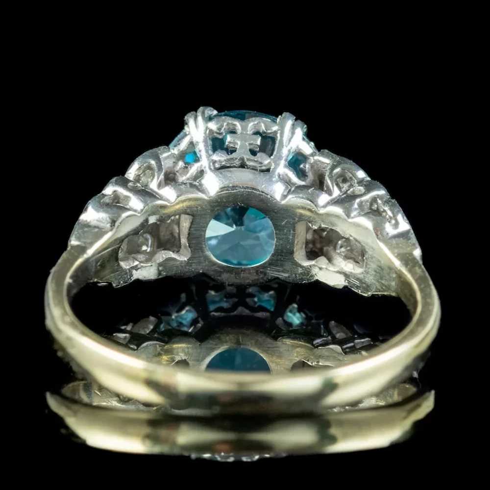 Antique Edwardian Blue Zircon Diamond Ring 3.6ct … - image 5