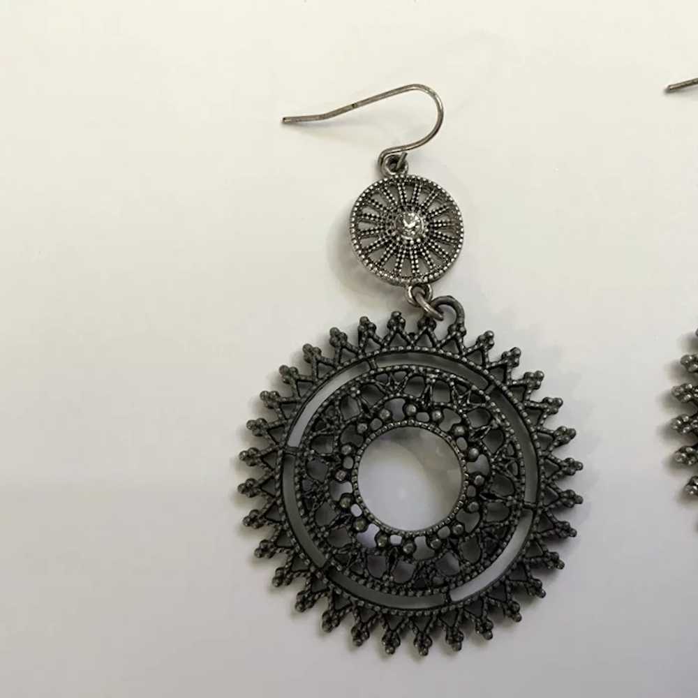 Silver-tone Pinwheel Earrings for Pierced Ears - image 2
