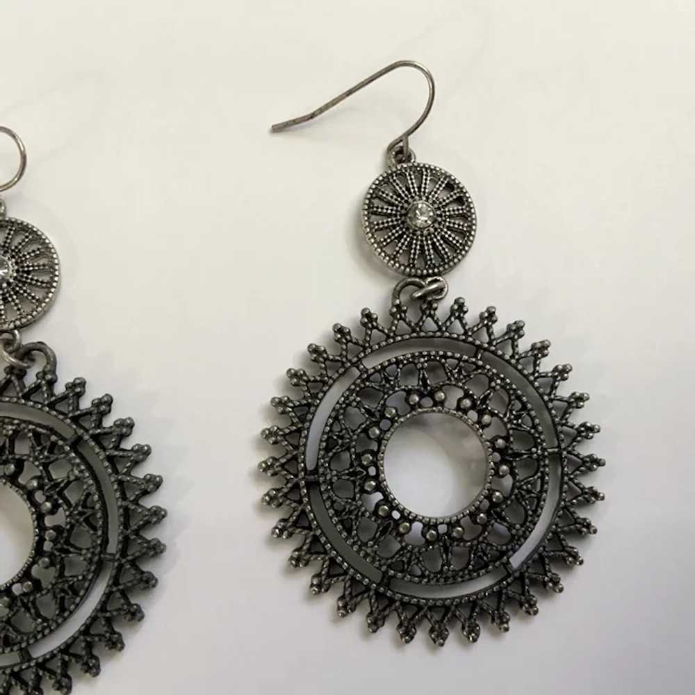 Silver-tone Pinwheel Earrings for Pierced Ears - image 3