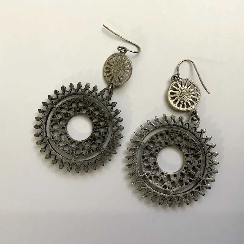 Silver-tone Pinwheel Earrings for Pierced Ears - image 6