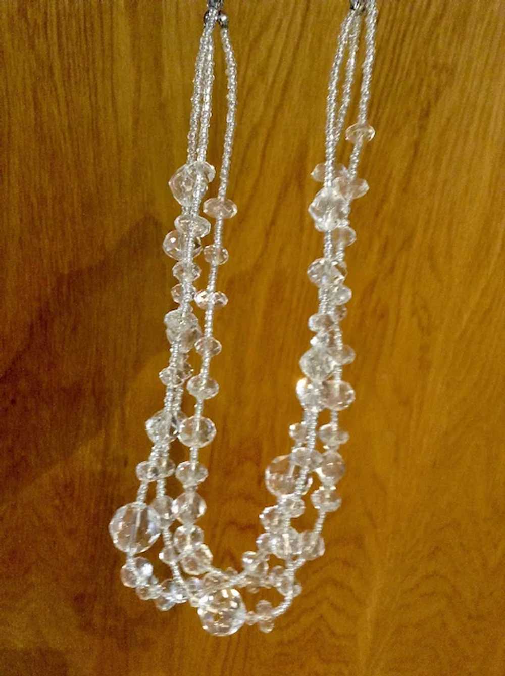 Beautiful Sparkle Beaded Necklace Crystal & Plast… - image 2