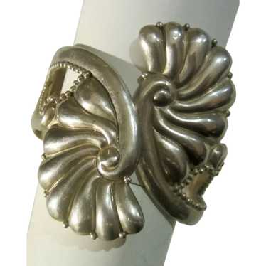 Dramatic Mexican Sterling Clamper Bracelet by J. … - image 1