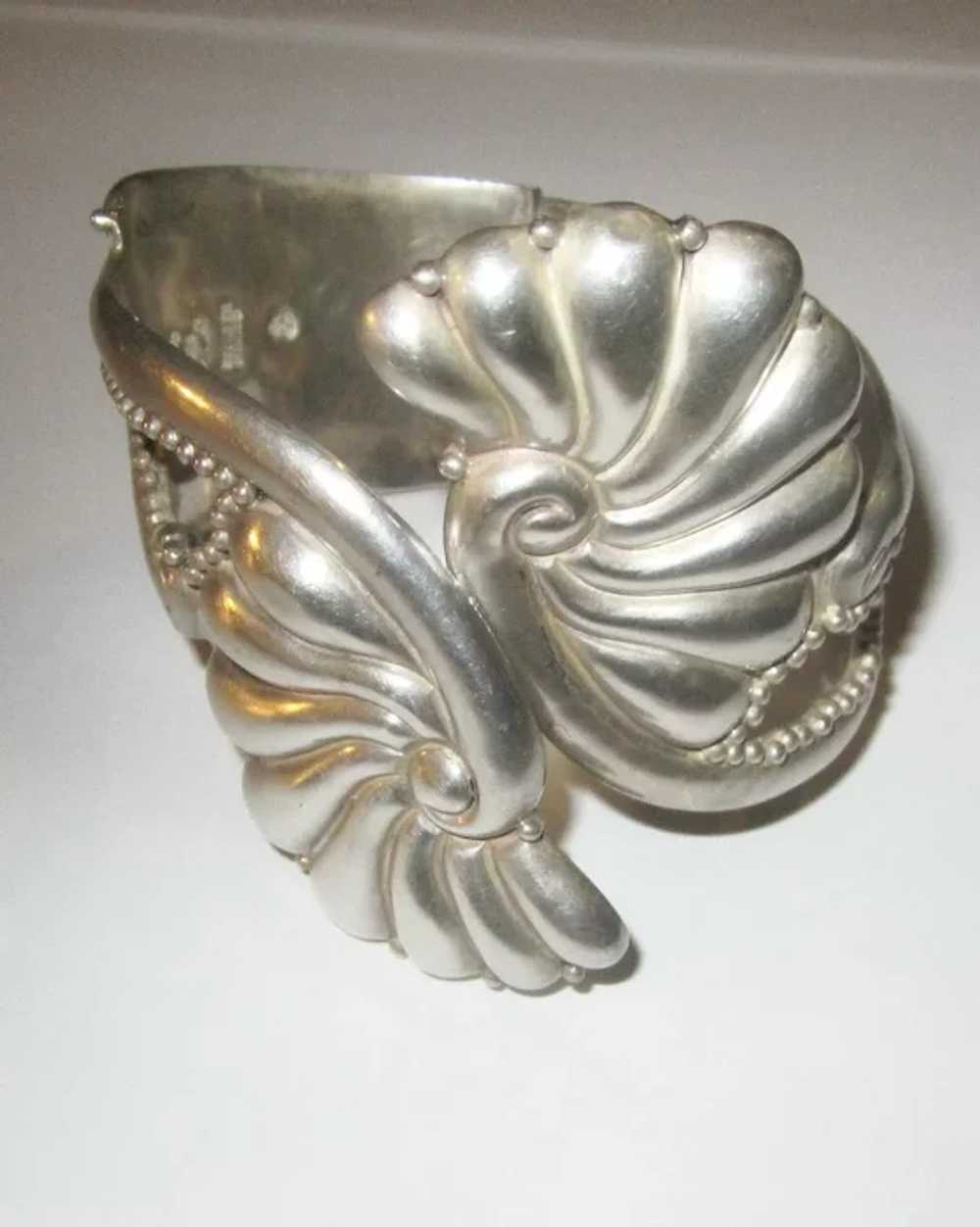 Dramatic Mexican Sterling Clamper Bracelet by J. … - image 3