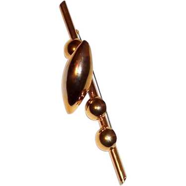 Over-sized and Unusual 1940's Gold-Toned Brooch - image 1