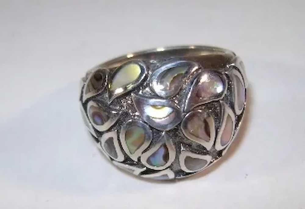 VINTAGE Sterling Mother of Pearl Tears Ring  Size… - image 1