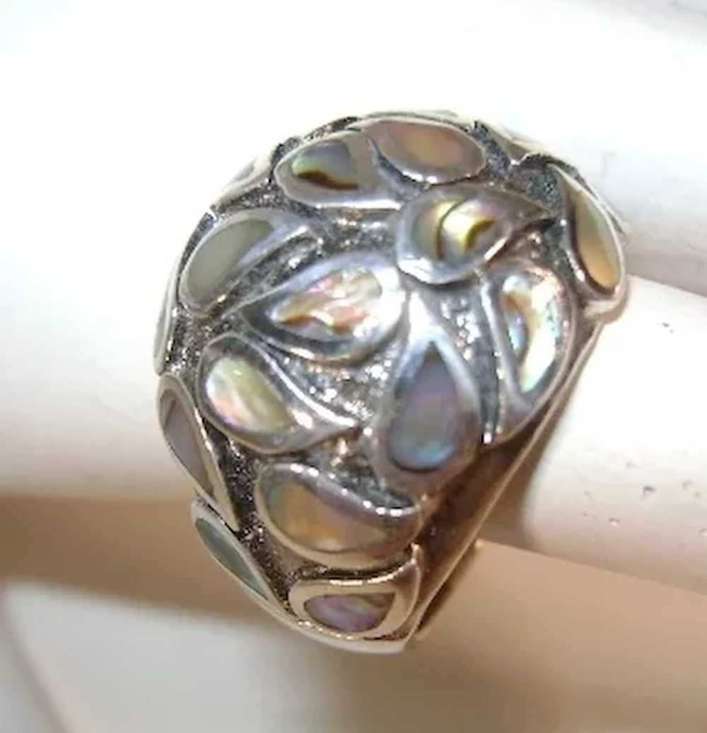 VINTAGE Sterling Mother of Pearl Tears Ring  Size… - image 2