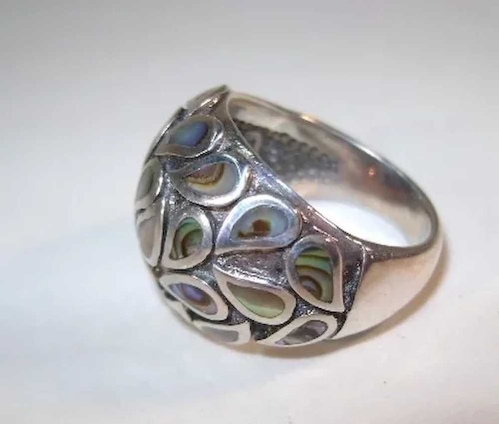 VINTAGE Sterling Mother of Pearl Tears Ring  Size… - image 4